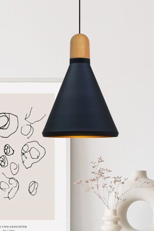 MNZ-Sabonis Black Chandelier خشبية رأس مصباح معلق واحد عرض الممر المدخل صالة الأطفال صالون شعر الفندق BMM2039CA - Bamyum