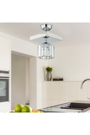 MNZ-Sabrina Chrome Plated Plafonier مع كريستال وحجر تصميم عصري غرفة المعيشة كريستال شمعة 3417-01-CH - Apliqa