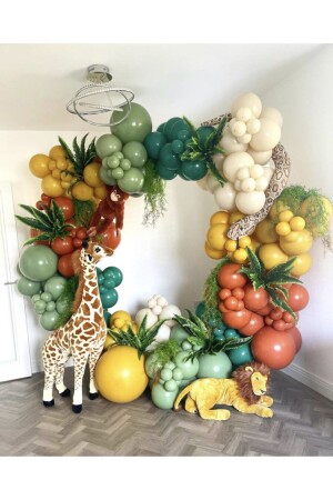 سلسلة الكهرباء من طراز MNZ-Safari 100 قطعة طلاء خضراء محروق برتقال الكركم الخضراء المظلمة ورمل البحر - Eğlencemarketi