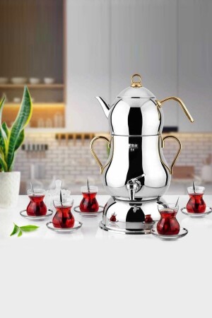 MNZ-Şahmeran 4 Lt الكهربائي ساموفر الفولاذ مشينة الشاي مشينة بيع الشاي - Lines