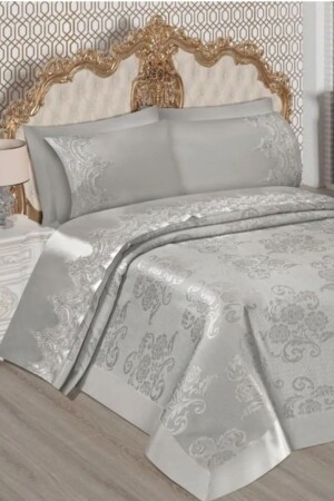MNZ-Sahra Duvet Set مضاعفة فرنسية من الخشية الرمادية CYZPIK2 - Çeyizci