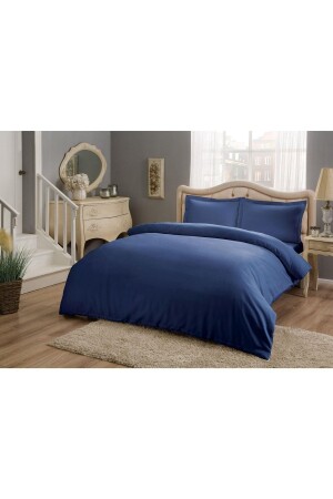 ساكس MNZ-Saks Blue Cotton Satin Basic Duvet Cover Set - مضاعفة - Taç