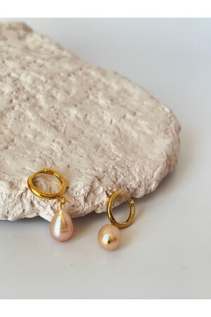 صيغة من طراز MNZ-Salmon Pearl Design الذهب المطبخة بالنحاس حلقة الأذن NCE8520636352 - Ladies&Gentlemen