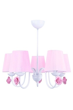 MNZ-Samara 5 Piece Chandelier أبيض (مع قبعة PINK) PA. 0019 - polataydinlatma