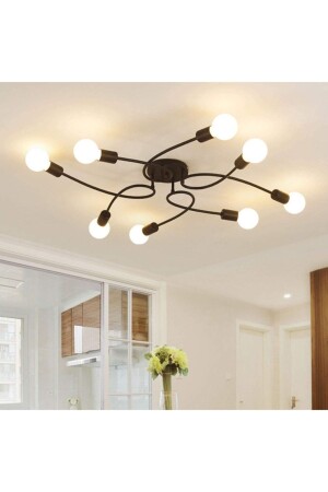 التصميم الحديث النموذجي من نوع MNZ-Sandra غرفة المعيشة اللون الأسود - المطبخ - غرفة النوم 8 قطع شاندلي (بدون كتيبه) SANNDD21 - Fer Avize