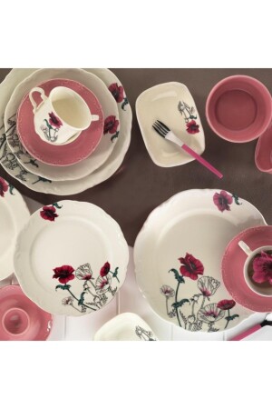 MNZ-Sanmargo 38 قطعة طعام الإفطار مجموعة الديكور رقم:8935 SMR38KH2448935 - Kütahya Porselen