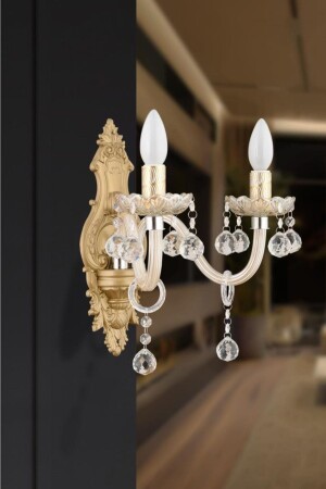 MNZ-Saray Gold 2-piece Cast Cream Glass Arm Sconce - İstanbul Avize
