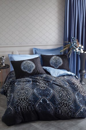 MNZ-Satin مزدوجة غطاء غطاء المجموعة جلور الأزرق 8680108053775 - Cotton Box