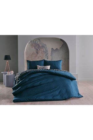 MNZ-Satin Artline Duvet Cover Set أزرق - مزدوج 2Q9NTKSTAR0020003 - Doqu Home