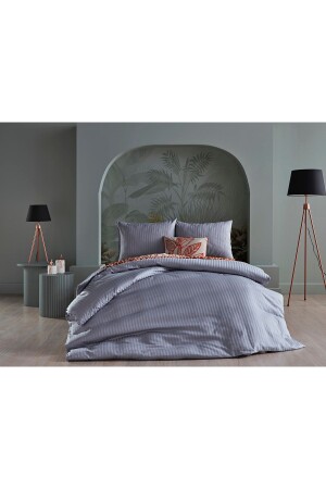 MNZ-Satin Artline Duvet Cover Set Gray - مضاعفة 2Q9NTKSTAR0020002 - Doqu Home