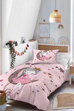 MNZ-Satin Cotton Pink Color Princess Moon Girl نمط غرفة الفتيات ملابس الأطفال مجموعة TYC00621031098 - Jungle