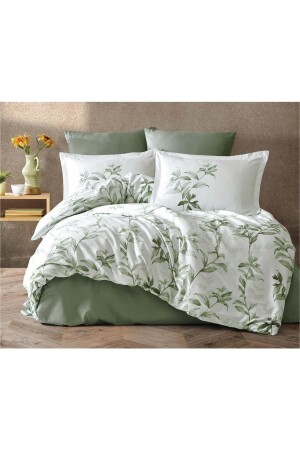MNZ-Satin Double Duvet Cover Set كتلة V2 Green MASS V2 SATIN Ç. K. N. T - Clasy