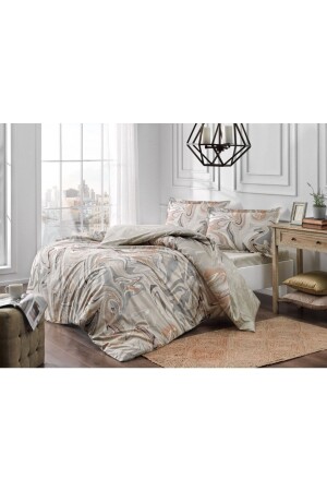 MNZ-Satin Duvet Cover Set Valente Beige 100% قطن كولوتيكاريتساتين - Taç