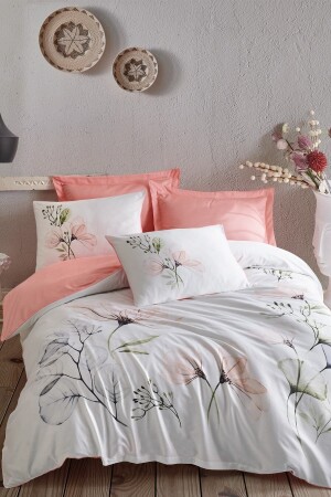 مجموعة من غطاءات القماش المزدوجة من MNZ-Satin Erlina Salmon 8680108053805 - Cotton Box