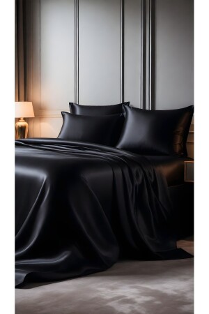 مجموعة غطاء غطاء مزدوج MNZ-Satin - HGSS01 الأسود - Helen George