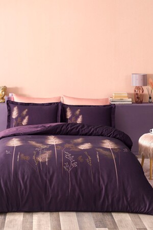MNZ-Satin Pastoral Double Duvet Cover Set لونة ورقة البراعم PR-EVTEKSTILI-57244901327 - Özdilek