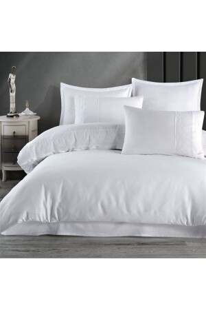 MNZ-Satin مزدوجة غطاء غطاء مجموعة الموديلات سلسلة Valinor أبيض NC004753 - Clasy