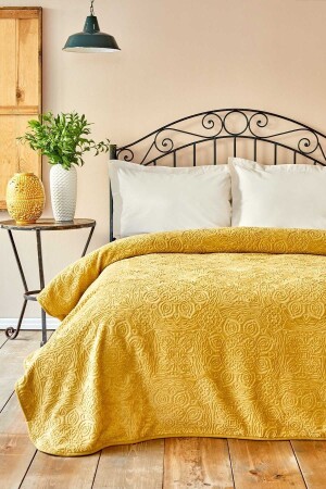 (MNZ-Scala Mustard Double Embosy Blanket 200) 18. 01. 0578 - Karaca Home