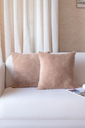MNZ-Scandinavian Bohemian 2pack Teddy Puffy Throw Pillow Cover Beige - Hamur