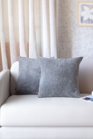 MNZ-Scandinavian Bohemian 2pack Teddy Puffy Throw Pillow Cover Gray - Hamur