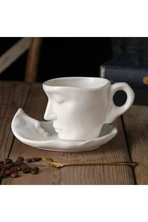 MNZ-Scandinavian Face Shaped Cup Set 1 Piece 110 ml أبيض - مجموعة كوب قهوة - Arvale