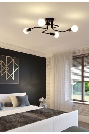 MNZ-Scorpion Octopus Arm Color Black غرفة المعيشة - المطبخ - غرفة النوم 4 قطع شمعة أسود - Fer Avize