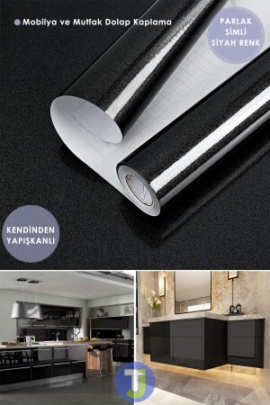 MNZ-Self Adhesive Glitter Black Kitchen حمام المكتب المكتب الحائط مائدة الغطاء 60 سم × 100 سم - Technojet