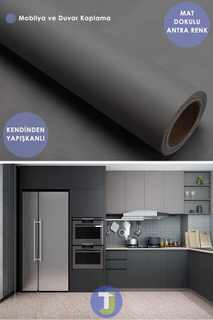 MNZ-Self Adhesive Matte Antra Kitchen حمام المكتب الحائط المكتب والمنضدة تغطية 60 سم × 100 سم - Technojet