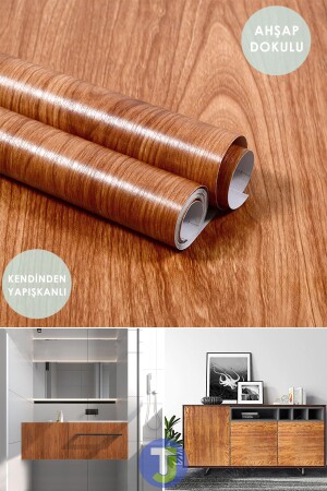 MNZ-Self Adhesive Wood Look مطبخ حمام المكتب الحائط الخزانة الطاولة 60X100 سم - Technojet