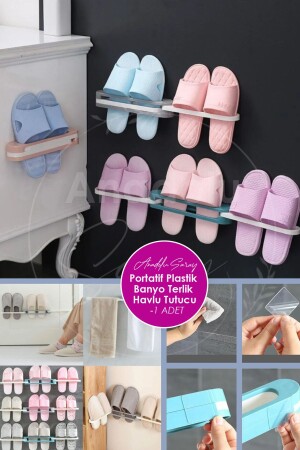 MNZ-Self-Adhesive حمام الحمام سليپرات حامل المطبخ الباب الخلفي المطبق على الجدار سقف الأحذية - Anadolu Saray