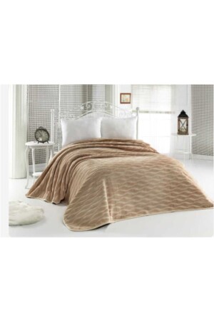 MNZ-Sense فاخرة Goldvizon King Size Blanket 521 كابوشينو 220x240 و كل من البطانية و فراش السرير - Mink