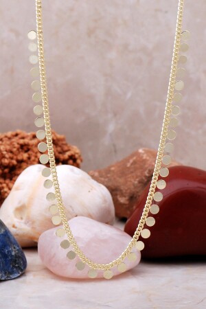 MNZ-Sequined Gold Gold Gold Silver Choker Collar 7228 MP7228 - Sümer Telkari