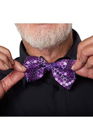 MNZ-Sequined Sequined Show Party Bow Tie لون الأرجواني متوافق مع البالغين والأطفال - Partidolu