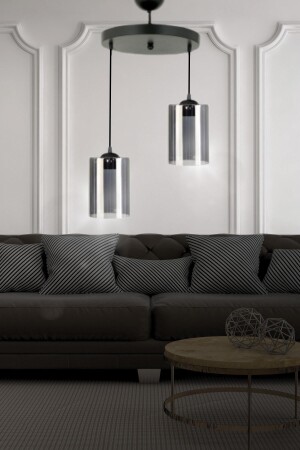 MNZ-Serap 2-piece ديكوراتية عصرية مصباح معلقات الزجاج المدخن - غرفة النوم - غرفة المعيشة - المطبخ - القاعة TYC08AAD - TEKFA