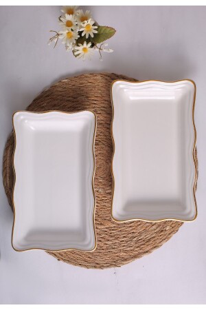 (MNZ-Serenade Serving Plate) قطعة 2 أجزاء من الذهب - Fbe Home