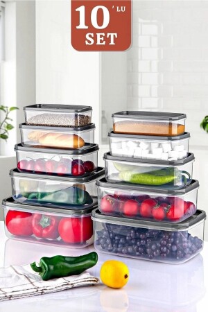 MNZ-Set من 10 صندوقات مستطيلة حاوية تخزين الطعام أنتراتيت OPH-000106 - Open Home