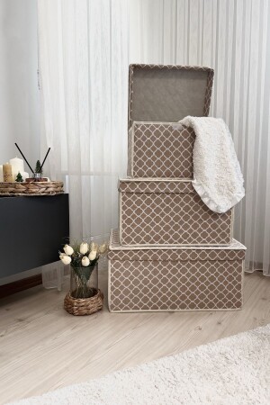 MNZ-Set من 3 سلسلة كريم نمط صندوق تخزين متعددة الأغراض صندوق تخزين صندوق منظمة صندوق الألعاب MTGZD3KH1000000111 - VAYBE