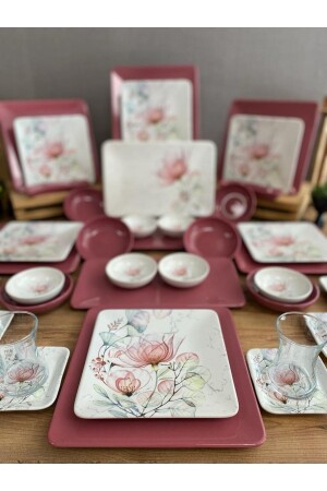 (MNZ-Set Breakfast 41 Pieces Raspberry for 6 People) (مجموعة (MNZ) الإفطار (41 قطعة) (رسمبيري لـ 6 أشخاص) ( - Keramika