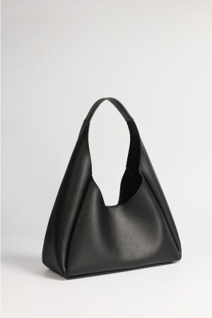 حقيبة من الجلد الاصطناعي الأسود للنساء MNZ-Shakes مع زبرة وقطعة داخلية 130 - DENSİLA