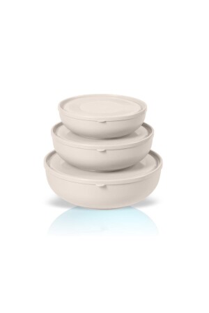 MNZ-Shallow Bowl مع غطاء مستدير مجموعة من 3 K928 - Melkan Home