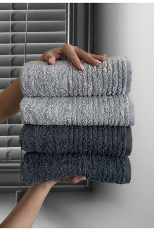 MNZ-Shawl 100% القطن مجموعة من 4 من اليدين ووجوه المناشف-خط-shl4fitil - SHAL HOME