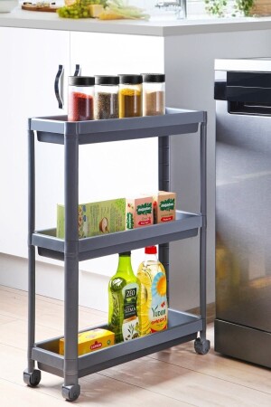 وحدة MNZ-Shelving على العجلات 3 طبقات رصيف حمام رصيف المطبخ خدمة طاولة منظمة DNZVSKN100B - DEYHOME