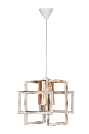 MNZ-Ship واحد مصباح معلق خشبي أبيض من العصور القديمة نمط 031 - Zuhal Aydınlatma