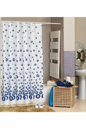 MNZ-Shower Curtain Evil Eye Bead Model جناحين مزدوجين 2x100 سم X200 سم 9501 - Evdy