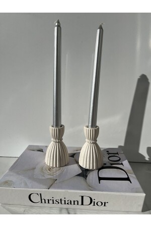 MNZ-Sibel/ela تصميم ديكوراتية 2 قطع شمعة الشمعة حامل - حامل شمعة بيضاء - حامل شمعة مضيئة - Home