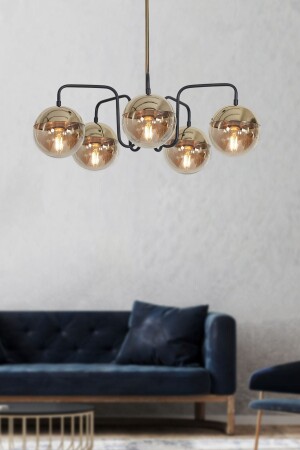 MNZ-Siesta 5 Li جسم معدني من ذهب أسود عسل ملونة الزجاج تصميم فخمة مصباح معلق شمعة LZRNAVZ143 - Luzarana