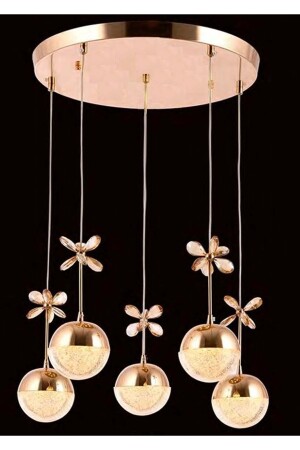 MNZ-Sıla الذهب الحديث 5 قطع مصباح معلق كرة الكريستال فراشة أدى الشنادل OZ236O340 - Özçelikler