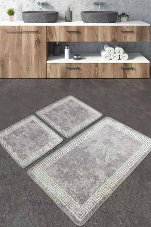 MNZ-Silencio حمام السجادة Djt مجموعة من 3 حمام المطبخ غير المنزلق على أساس حوض المرحاض مجموعة - Chilai Home