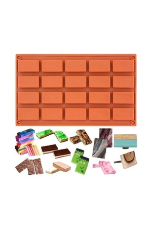 غشية من سليكون MNZ-Silicone Mold مستطيلة غشية من شيكولاته كوكي 30x17 Cm DPST-EMNTPTNC-TE734 - DEPPOSITE