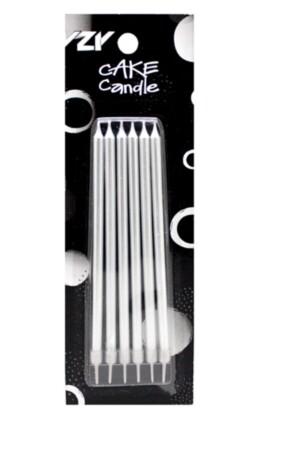 شمعة عيد ميلاد من نوع MNZ-Silver 14 سم، حزمة من 6 - Dr. Gusto